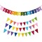 8 Feet Rainbow Happy Birthday Banner with 3 Colorful Felt Pennant Flag Banners (6 Feet) for Party Decorations